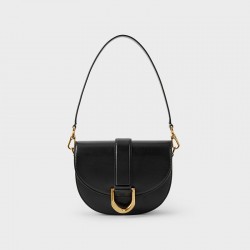 Charles Keith Horseshoe Buckle Saddle Bag Black